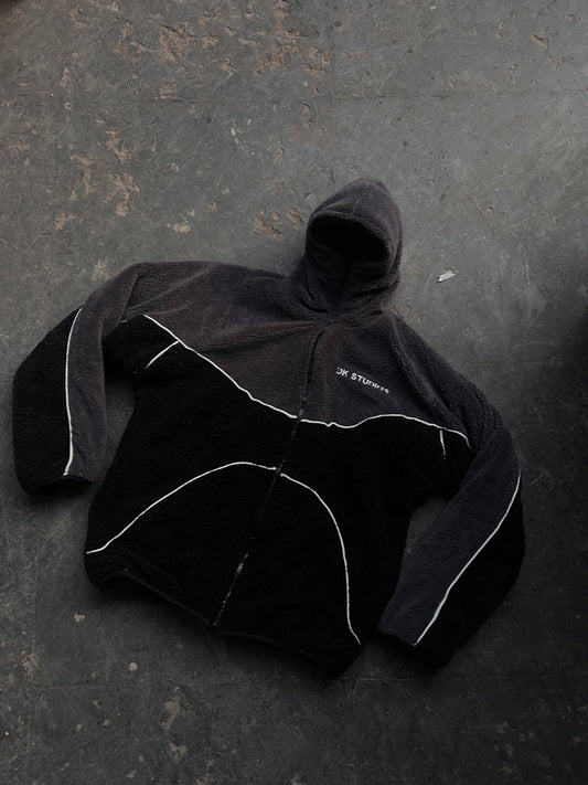 Grey X Black Double Faced Fur Jacket