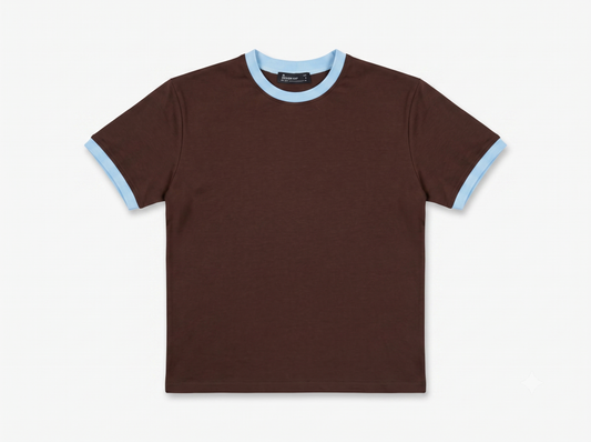 Brown X Baby Blue Ringer T-shirt