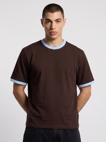 Brown X Baby Blue Ringer T-shirt
