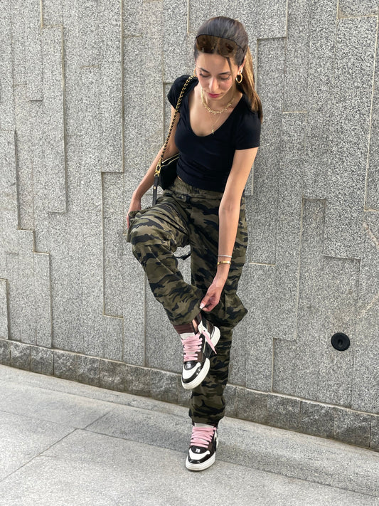 Olive Camo Army Baggy Cargo Pants