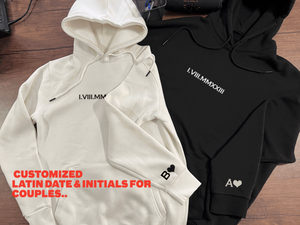 Customized Latin date & Initials Oversized Hoodie