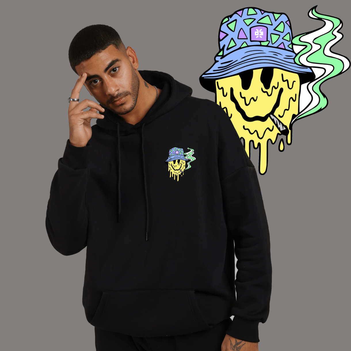 Smiley J Oversized Hoodies - Design Kaf - [customized_clothing]